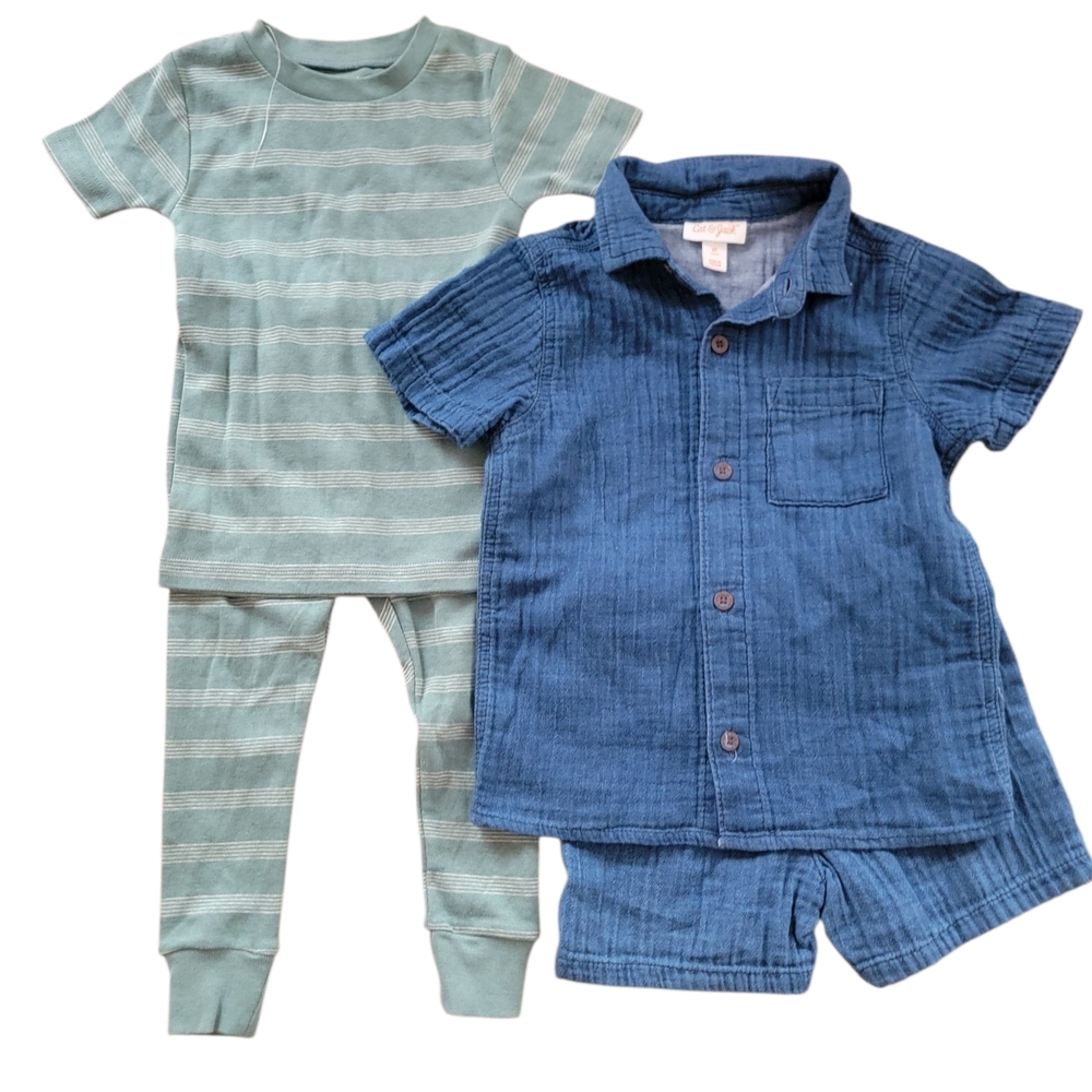 Blue 3T Boys Set and Green Pajama Set
